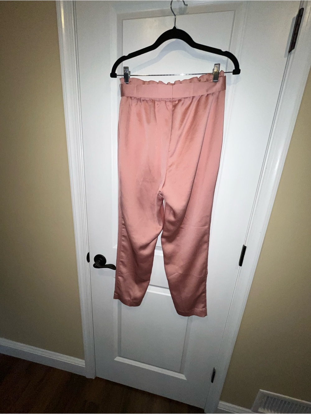 Express High-Waisted Blush Pink Satin Sash-Tie Ankle Pants Women’s Size Small - Picture 12 of 12